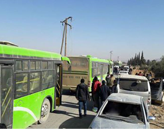 بدء تنفيذ بنود اتفاق تسوية خروج مقاتلي المعارضة من خان الشيح إلى إدلب 