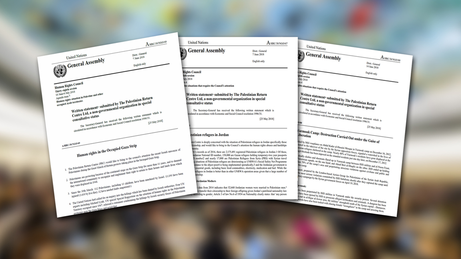 الأمم المتحدة تعتمد في وثائقها تقريراً حقوقياً لمركز العودة خاص بفلسطينيي سورية 