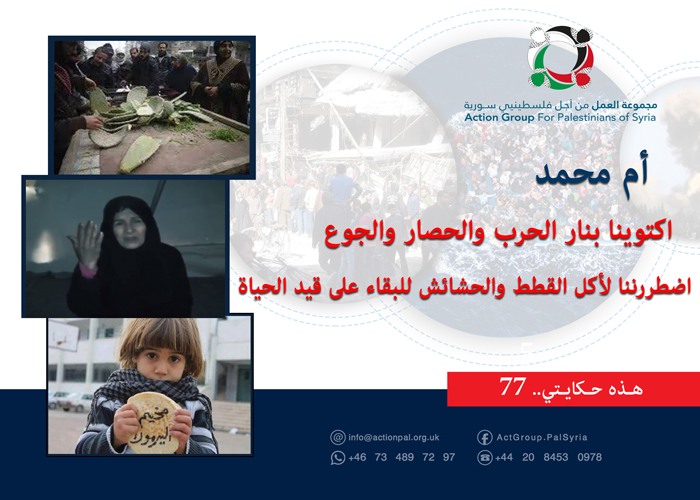 هذه حكايتي (77)| أم محمد: اكتوينا بنار الحرب والحصار والجوع واضطررننا لأكل القطط والحشائش للبقاء على قيد الحياة 