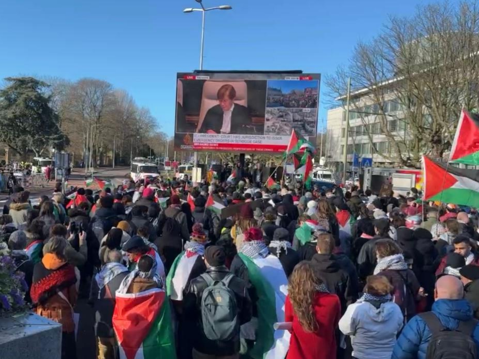 فلسطينيو سوريا يشاركون بمظاهرات داعمة لفلسطين أمام محكمة العدل الدولية