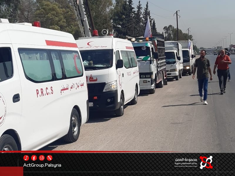 الهلال الأحمر الفلسطيني: قافلة مساعدات إغاثية للنازحين بريف درعا