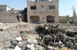 خاص لمجموعة العمل - صور || لآثار القصف الذي استهدف مخيم خان الشيح ليل أمس 