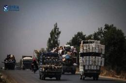 نزوح عشرات العائلات الفلسطينية من ريف إدلب بسبب القصف المستمر