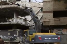 مخيم اليرموك.. البدء بإزالة الجزء المهدد بالانهيار من مشفى فايز حلاوة