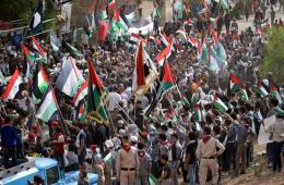 مخيم جرمانا.. تظاهرة حاشدة تطالب بوقف عدوان الاحتلال على غزة