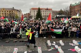فلسطينيو سوريا يشاركون في مظاهرة بمدينة مالمو  تنديداً بالعدوان على غزة