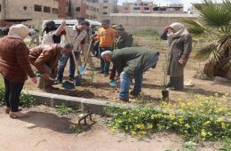 تشجّير حديقة الشهداء في مخيم اليرموك