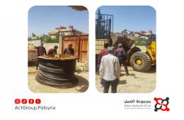 البدء بإعادة تأهيل خدمة الاتصال الثابت في عدة أحياء بمخيم خان الشيح