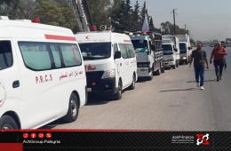 الهلال الأحمر الفلسطيني: قافلة مساعدات إغاثية للنازحين بريف درعا