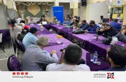 مخيم اليرموك. بمشاركة مجموعة العمل: ورشة حول مساهمة الناجين الفلسطينيين في العدالة الانتقالية والحوار الوطني