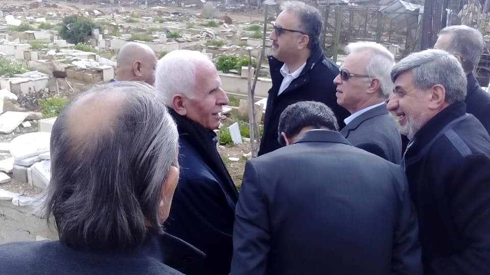 وفد منظمة التحرير يزور مخيم اليرموك ويفتتح مكتباً لتلفزيون فلسطين في دمشق