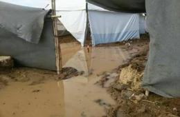 خيام اللاجئين في تجمع زيزون بريف درعا تتحول إلى مستنقعات